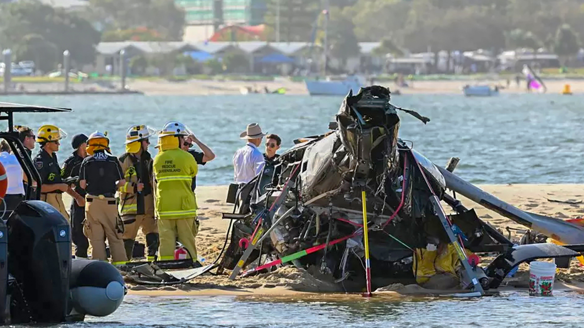 MID AIR HELICOPTER COLLISION IN BRISBANE LEAVES FOUR DEAD AND THREE