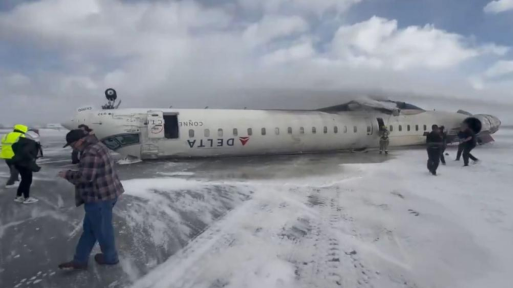 Delta plane crashes at Toronto Airport, Injuring 18; Two runways closed