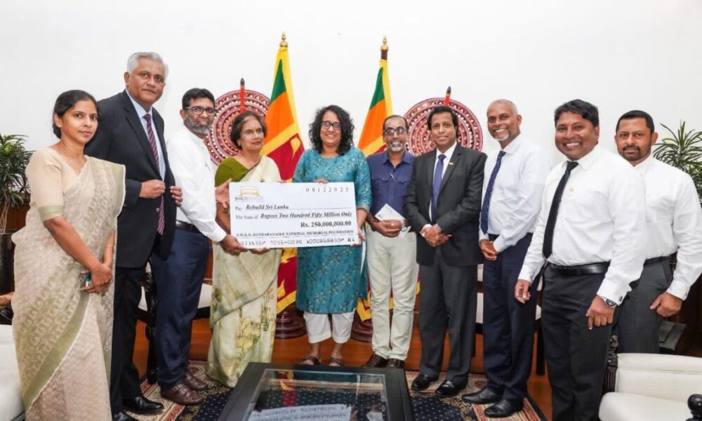 Bandaranaike Foundation donates Rs.250 mn. for disaster recovery Bandaranaike Foundation donates Rs.250 mn. for disaster recovery