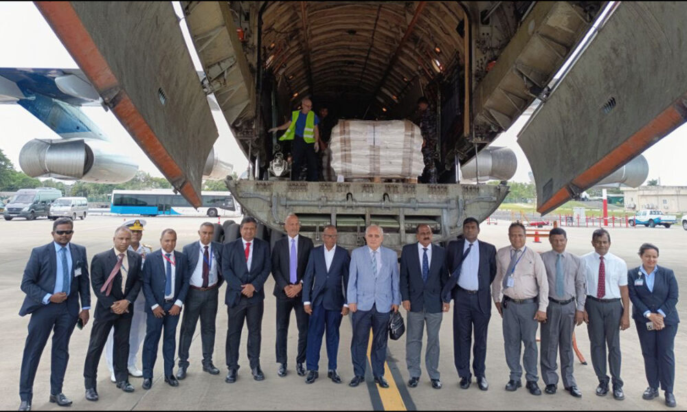A large Russian cargo aircraft arrives in Sri Lanka carrying relief assistance A large Russian cargo aircraft arrives in Sri Lanka carrying relief assistance